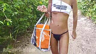 i'm walking and jogging topless in nature with my hairy babe