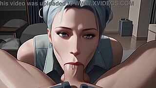 blue haired beauty sloppily sucks till you cum in mouth