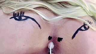 Pink Asshole Sucking Lollipop In Sheer Red