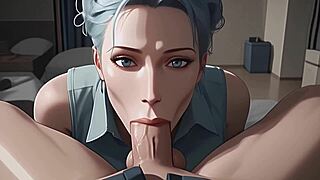 blue haired beauty sloppily sucks till you cum in mouth