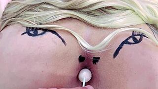 Pink Asshole Sucking Lollipop In Sheer Red