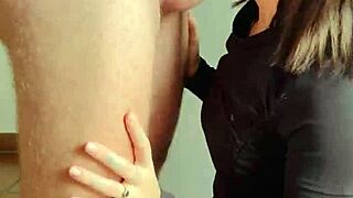 Sloppy throatpie action as she sucks every drop from that hard cock.