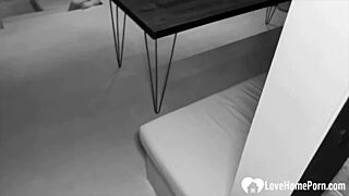 Big booty Russian babe gets a deep pounding from her friend in homemade doggystyle.