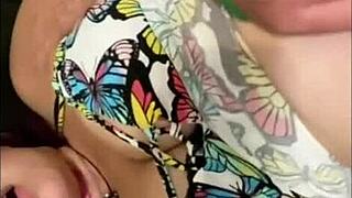 Amber squirts for daddy while he's at work