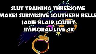 Blonde babe sadie blair cums hard in doggystyle homemade blowjob with brunette