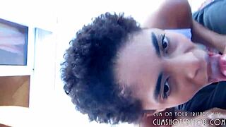 Amateur Ebony Babe Loves Draining Cock And Eating Cum Pov!