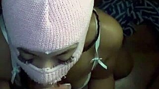 Masked Curvy Baddie Deepthroats Big Black Cock In Lingerie. Neighbors Watch The Intense Action.