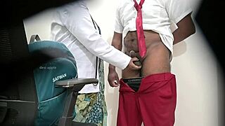 Lady doctor checks school student's private area closely