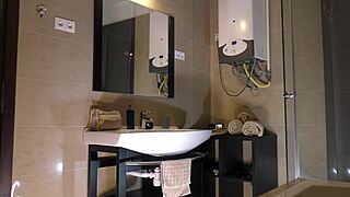 Does this blonde wife look hot in her short miniskirt with white panties underneath?