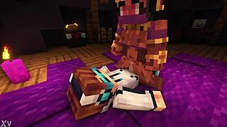 Block Woman Gets Bent Over by Block Man in Wild Action