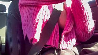 italian milf artemisia love flashes juicy big tits while driving around outdoors