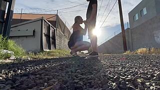 wanna see that blonde pussy get eaten in public?