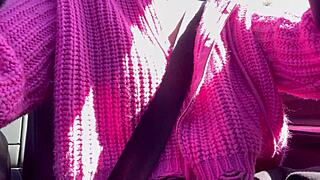 italian milf artemisia love flashes juicy big tits while driving around outdoors