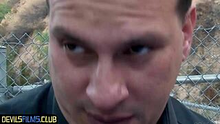 seductive teen babe rides cock outdoors in missionary