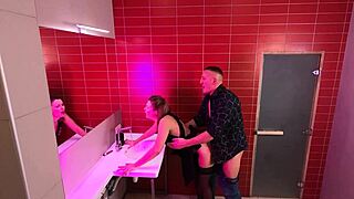 Hidden Cam Catches Teen Fucking Strangers in Night Club Public Toilet