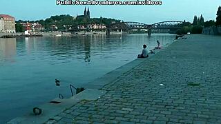 Skinny chick fucked in tight holes in public park?