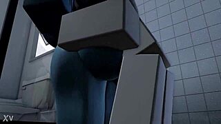 Blue girl engages in intimate activities with cumshot