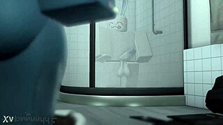 Blue girl engages in intimate activities with cumshot