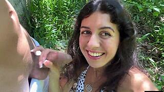 Hottie Sucks Dick on Public Beach, Walks with Cum Face