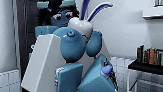 Blue girl engages in intimate activities with cumshot