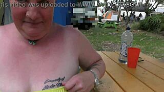 Trashy Kiwi Milf Trailer's Blatant Public Display at Holiday Park