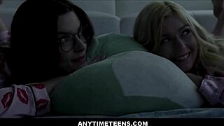 Freeuse couple welcomes tiny blonde BFF Fiona Frost into wild family banging.