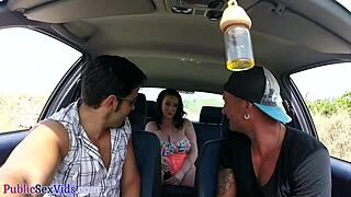 busty brit picks up guy and sucks his cock outdoor