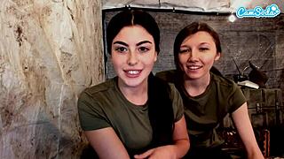 amateur lesbian soldiers kiss and finger hairy beavers in quarters