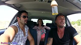 busty brit picks up guy and sucks his cock outdoor