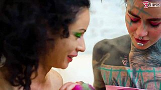 She dives into anal play with extreme dildos. Her gape widens with fisting.