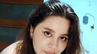 Cute Chubby Girl Performs Striptease in Bedroom