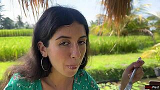 wow, public cumwalk in cafe with sperm on face eating pasta carbonara!