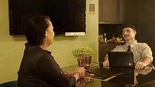 Secretary of pleasure working hard on friend's cock? Big pussy ass blowjob natural tits big cock