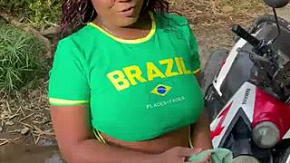 Ebony Latina's Forest Passion Almost Caught