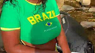 Ebony Latina's Forest Passion Almost Caught