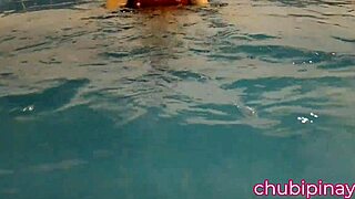 Curvy mommy flashes big natural boobs at public pool. Her solo show draws every eye.