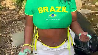 Ebony Latina's Forest Passion Almost Caught