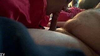 Blonde milf slut sucks monster cock for cumshot