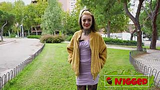 Lady medusa in an interracial encounter with a spanish blonde