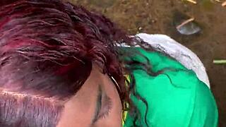 Ebony Latina's Forest Passion Almost Caught