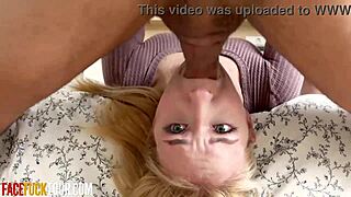 Hot Blonde Teen Gags on Massive Cock in Rough Deepthroat