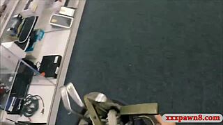 Ebony Babe Sucks Off and Gets Pounded by Pawn Keeper