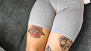 Milf Admiring Spectacular Figure In Tight Leggings Homemade