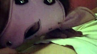 naughty bunny gives intense blowjob cumshot