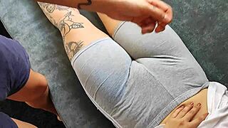 Milf Admiring Spectacular Figure In Tight Leggings Homemade