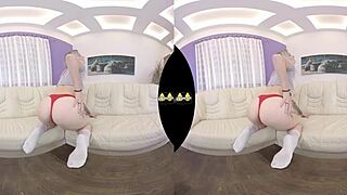 vr dildo play and wet fetish action with czech teen on sofa