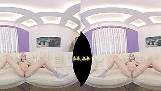 vr dildo play and wet fetish action with czech teen on sofa