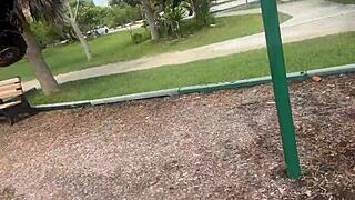 Goth Girlfriend Asteria Jade Rides in Public Park Sex Scene