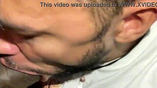 Bisexual married man unloads his load on gay me in porn booths