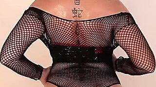 Sara Jay is oiled up, sucking cock with big tits